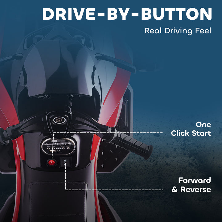 Qaba 12V Kids ATV with Suspension Wheels, Soft Start, LED Lights, Music, Red