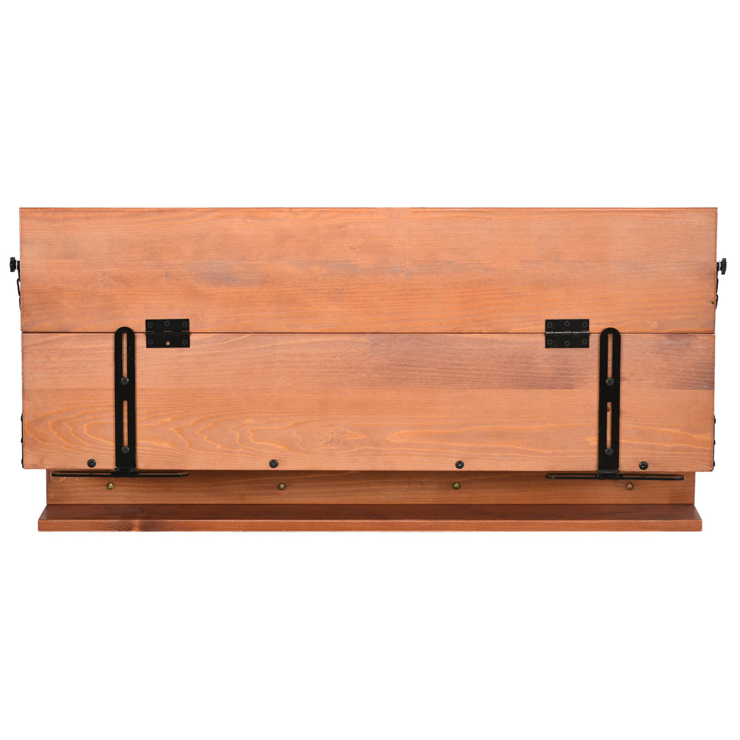 Outsunny Railing Hanging Table, Folding Balcony Table, Spruce Foldable Desk with Width 39.4 inch for Patio and Garden, Orange