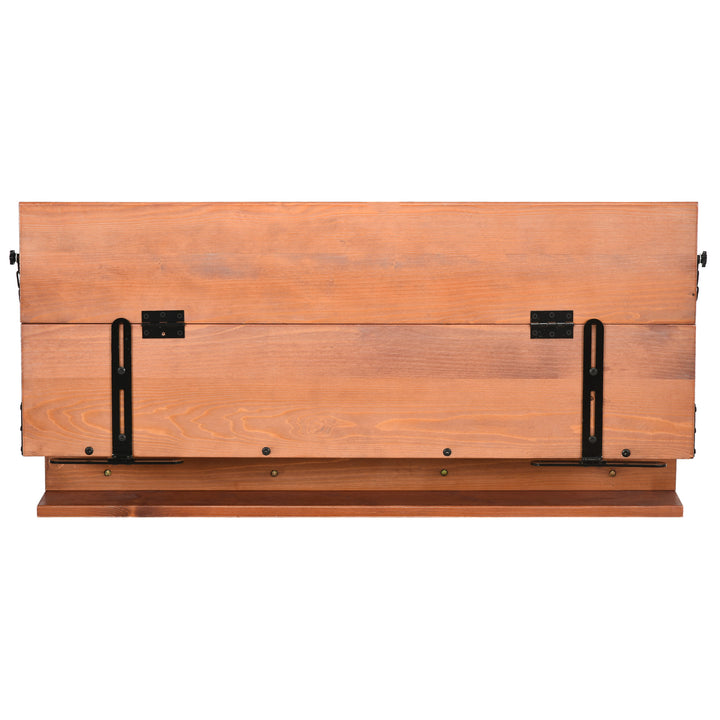 Outsunny Railing Hanging Table, Folding Balcony Table, Spruce Foldable Desk with Width 39.4 inch for Patio and Garden, Orange