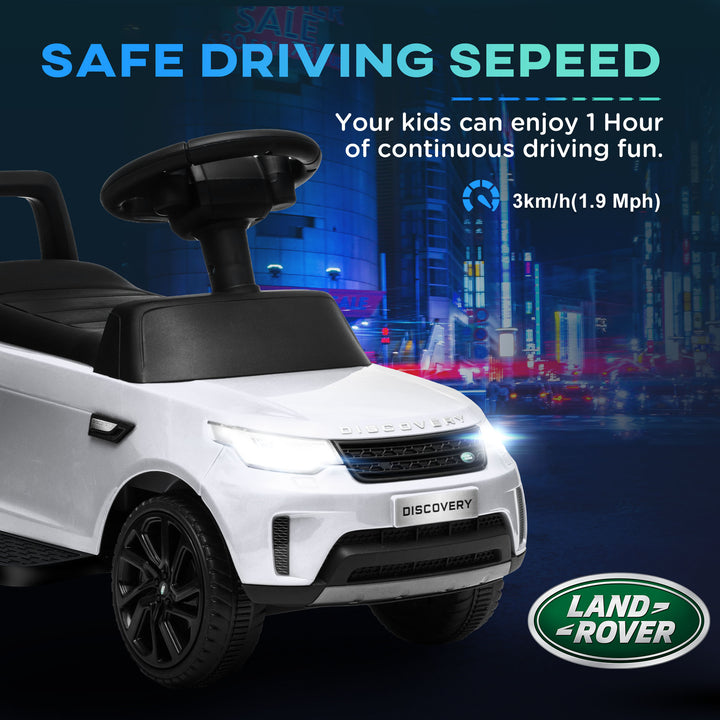 Qaba 2 in 1 6V Land Rover Licensed Electric Car for Kids, Sliding Car with Music Horn Headlights, for 18-60 Months White