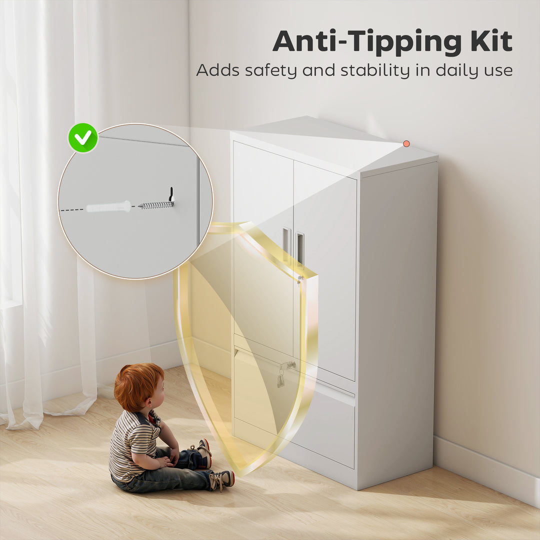 HOMCOM Lateral Filing Cabinet, Metal Storage Cabinet, Garage Cabinet with Double Locks, Adjustable Shelf and File Drawer, Black