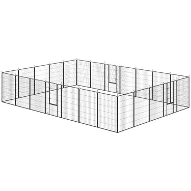 PawHut 24 Panels 44.5" Height Heavy Duty Dog Playpen for Small Medium Large Dogs, Black