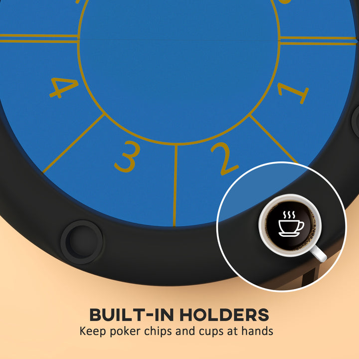 Soozier Foldable Poker Table Blackjack Texas Holdem Poker Game Table with Cup Holders, 47" Round, Black