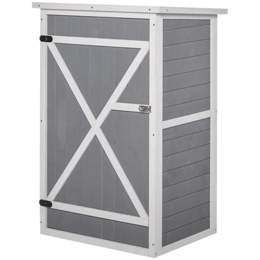 Outsunny 29.9"x21.7"x45.3" Garden Storage Shed with Asphalt Roof, Outdoor Storage Cabinet w/ Shelves, Grey