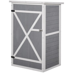 Outsunny 29.9"x21.7"x45.3" Garden Storage Shed with Asphalt Roof, Outdoor Storage Cabinet w/ Shelves, Grey