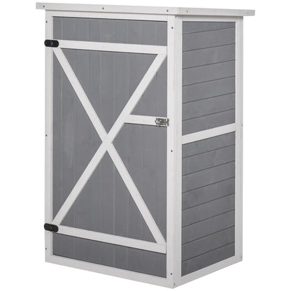 Outsunny 29.9"x21.7"x45.3" Garden Storage Shed with Asphalt Roof, Outdoor Storage Cabinet w/ Shelves, Grey