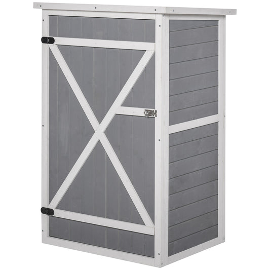 Outsunny 29.9"x21.7"x45.3" Garden Storage Shed with Asphalt Roof, Outdoor Storage Cabinet w/ Shelves, Grey