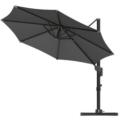 Outsunny 10' Offset Patio Umbrella Cantilever Umbrella with Aluminium Pole 360Â° Rotation and Tilt Adjustment, Grey