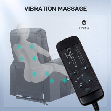 HOMCOM Lift Chair for Elderly, Massage Recliner Chair with 8 Vibration Points, Footrest, Remote Control, Side Pockets, Black