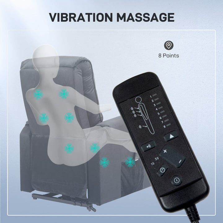HOMCOM Lift Chair for Elderly, Massage Recliner Chair with 8 Vibration Points, Footrest, Remote Control, Side Pockets, Black