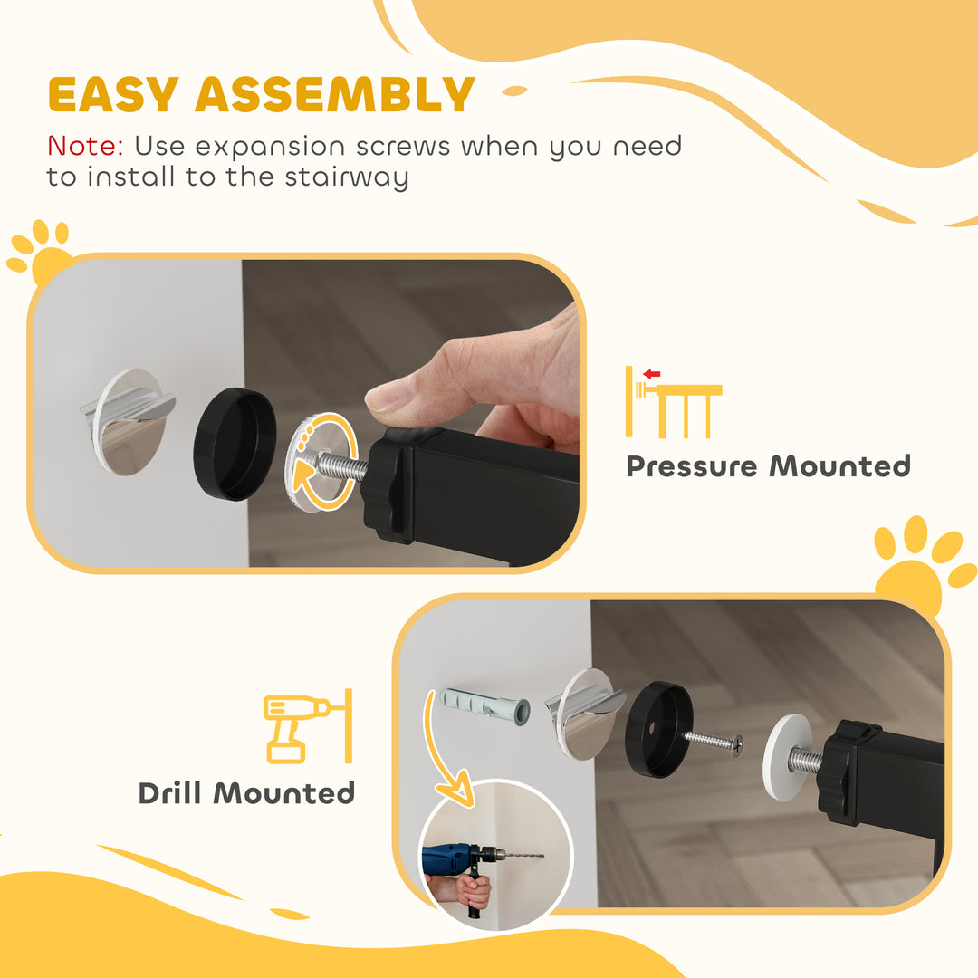 PawHut Pressure Fit Dog Gate Pet Barrier for stairs doorway, 29.9''- 42.1'' Width Black