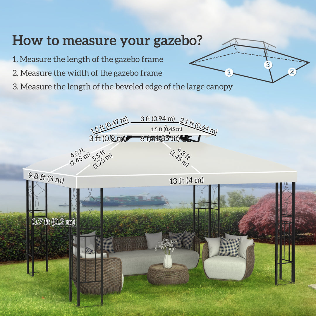 Outsunny 13' x 10' Gazebo Replacement Canopy 2 Tier Top UV Cover Pavilion Garden Patio Outdoor, Grey (TOP ONLY)