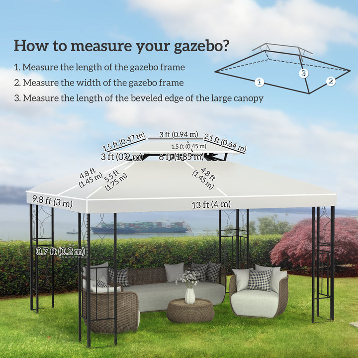 Outsunny 13' x 10' Gazebo Replacement Canopy 2 Tier Top UV Cover Pavilion Garden Patio Outdoor, Grey (TOP ONLY)