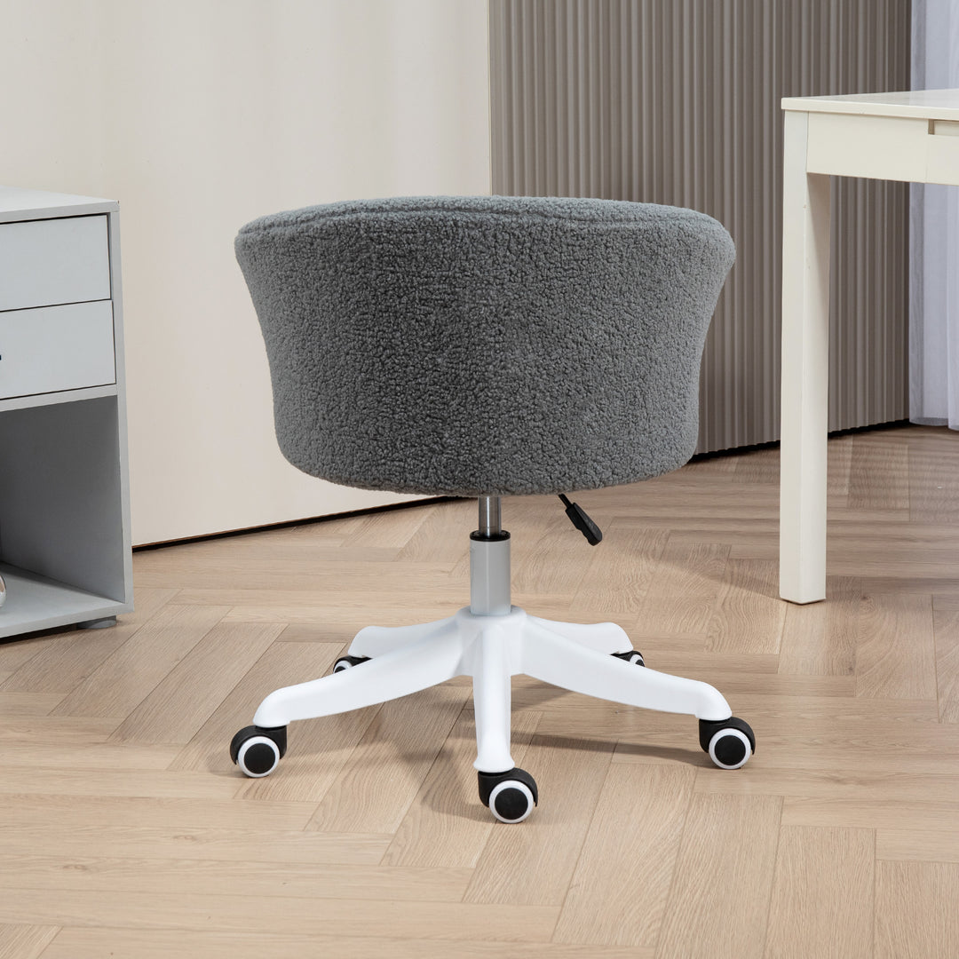 Vinsetto Armless Office Chair, Fluffy Computer Desk Chair with Adjustable Height, Swivel Wheels, Mid Back, White