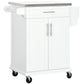 HOMCOM Kitchen Island with Stainless Steel Top, Rolling Kitchen Cart on Wheels with Storage Drawer, Cabinet, Towel Rack and Spice Rack (Black)