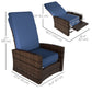 Outsunny Outdoor Rattan Wicker Lounge Chair with Footrest & Soft Cushion for Patio, Garden, Backyard, Sky Blue