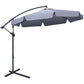Outsunny 9FT Offset Hanging Patio Umbrella Cantilever Umbrella with Easy Tilt Adjustment, Cross Base and 8 Ribs for Backyard, Poolside, Lawn and Garden, White