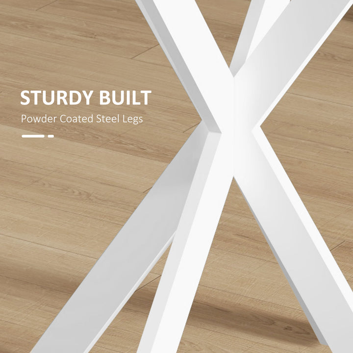 HOMCOM 29" Dining Table, Contemporary Round Kitchen Table with Steel Legs, Grey