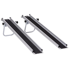 HOMCOM Telescopic Wheelchair Ramp, 8ft, 600 lbs, Aluminium Threshold Ramp, 2 Pack, for Home Steps, Mobility Scooters, Stairs