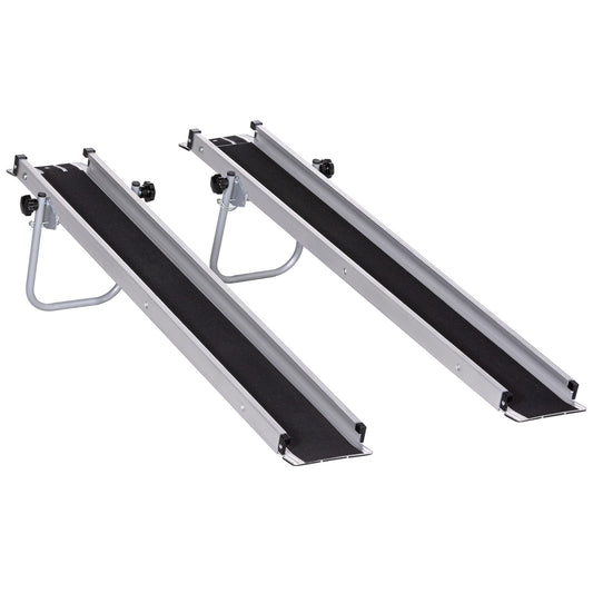 HOMCOM Telescopic Wheelchair Ramp, 8ft, 600 lbs, Aluminium Threshold Ramp, 2 Pack, for Home Steps, Mobility Scooters, Stairs