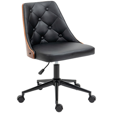 HOMCOM Office Chair, PU Leather Desk Chair with 360 Degree Swivel Wheels, Adjustable Height, Tilt Function, Black