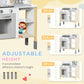 Qaba Wooden Play Kitchen with Realistic Lights Sounds, Microwave, Range Hood, Cooking Accessories, Adjustable Height, White