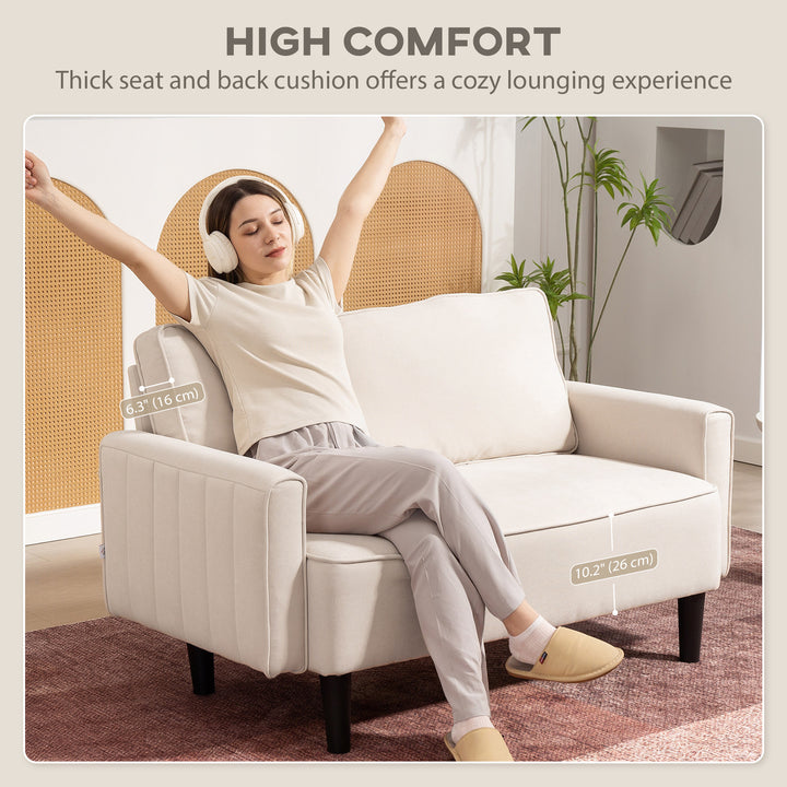 HOMCOM Loveseat Sofa, Linen 2 Seater Sofa Couch with Thick Padded Seat & Backrest for Living Room, Home Office, Dark Grey