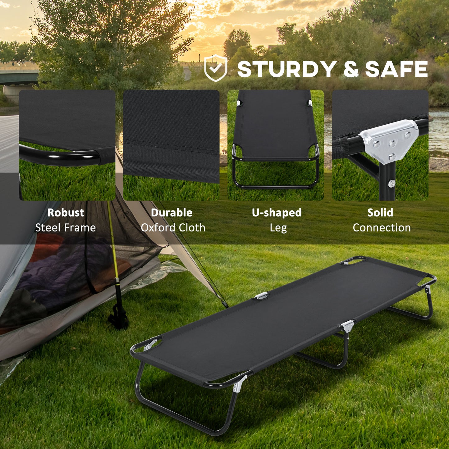 Outsunny Folding Camping Cot for Adults Portable Outdoor Sleeping Bed for Office Beach Home, Green