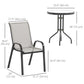 Outsunny 3 Pieces Bistro Set, Small Patio Furniture Set with Stackable Mesh Chairs, Glass Table for Garden, Balcony, Black