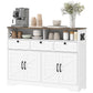 HOMCOM Sideboard, Buffet Cabinet with 4 Barn Doors and 3 Drawers, Coffee Bar Cabinet with Adjustable Shelves, Black
