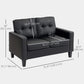 HOMCOM 51" PU Leather Loveseat, Upholstered Double Sofa Couch with Armrests, Tufted Backrest, Pocket Spring and Sponge Padded Cushion for Living Room, Bedroom, Home Office, Brown