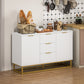 HOMCOM 47" Sideboard Buffet Cabinet with Storage, Contemporary Buffet Cabinet with Adjustable Shelves and Metal Legs, Kitchen Storage Cabinet with Elevated Base, White
