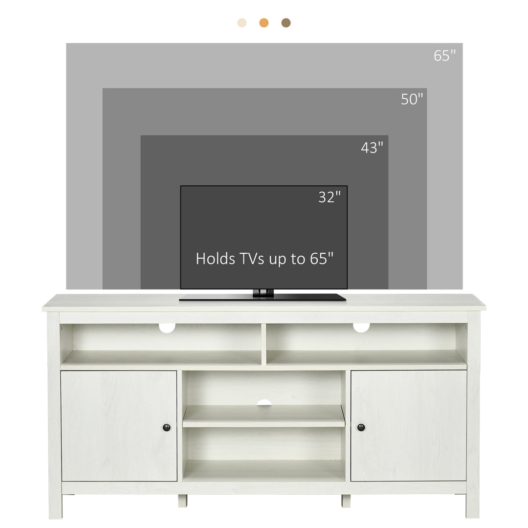HOMCOM TV Stand for TVs up to 55", TV Unit with Storage Cupboard and Shelves, 55.1" x 15.7" x 27", White