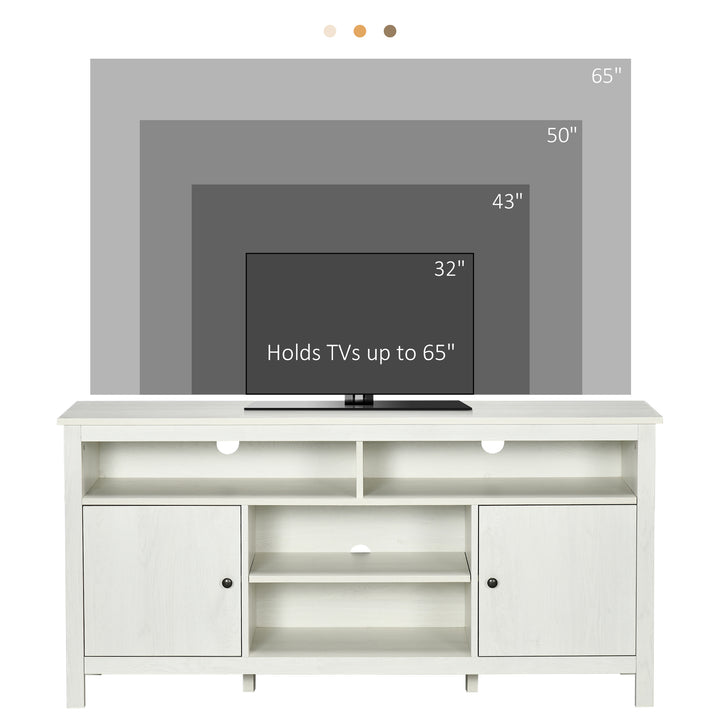 HOMCOM TV Stand for TVs up to 55", TV Unit with Storage Cupboard and Shelves, 55.1" x 15.7" x 27", White