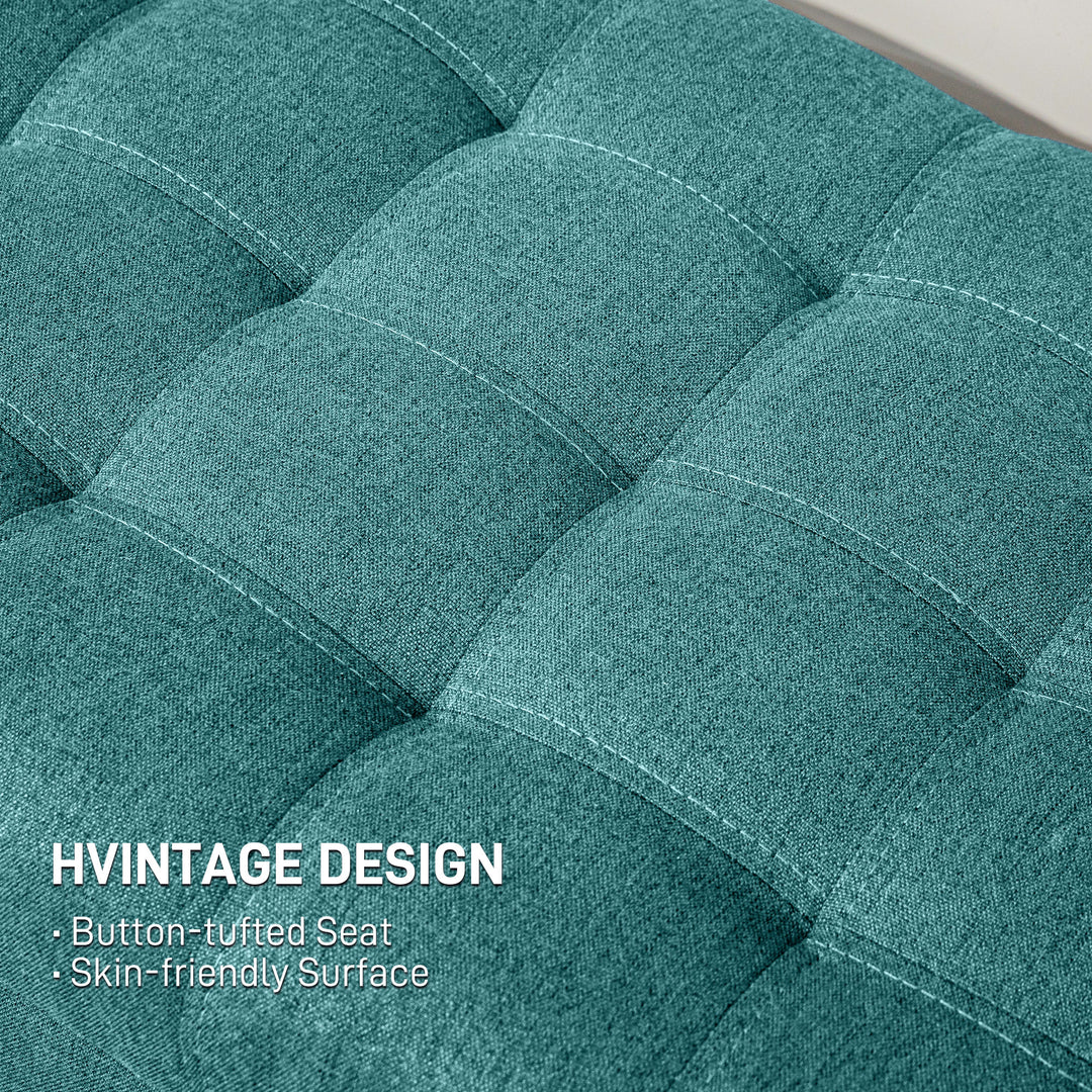 HOMCOM Storage Ottoman, Linen Fabric End of Bed Bench with Button Tufted Storage Bench for Bedroom, Green