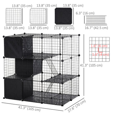 PawHut 56 Panels Pet Playpen Small Animal Cage for Rabbit