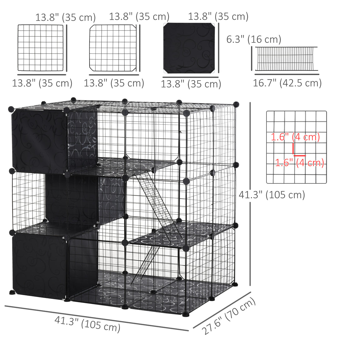 PawHut 56 Panels Pet Playpen Small Animal Cage for Rabbit