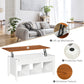 HOMCOM Lift Top Coffee Table with Hidden Storage Compartment and 3 Lower Shelves, Pop-Up Center Table for Living Room, Espresso