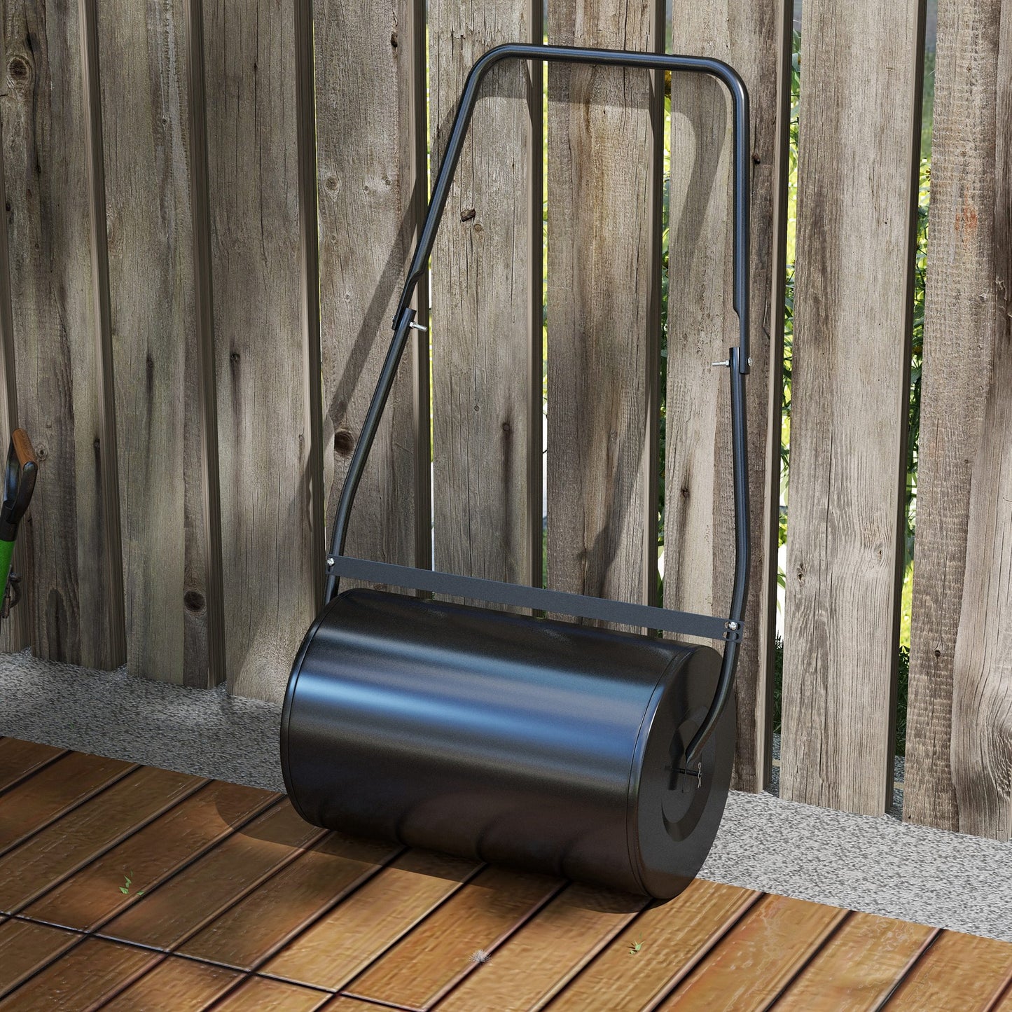 Outsunny 22" Push/Tow Behind Lawn Roller, Heavy Duty Sod Drum Roller Filled with 12 Gal Water/Sand, Grass Flattener for Yard, Patio, Park, Black