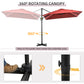 Outsunny 8' x 8' Square Patio Hanging Offset Umbrella with 360Â° Rotation, Aluminum Outdoor Cantilever Parasol with Crank & Tilt, Sun Canopy Shelter with Cross Base, Wine Red