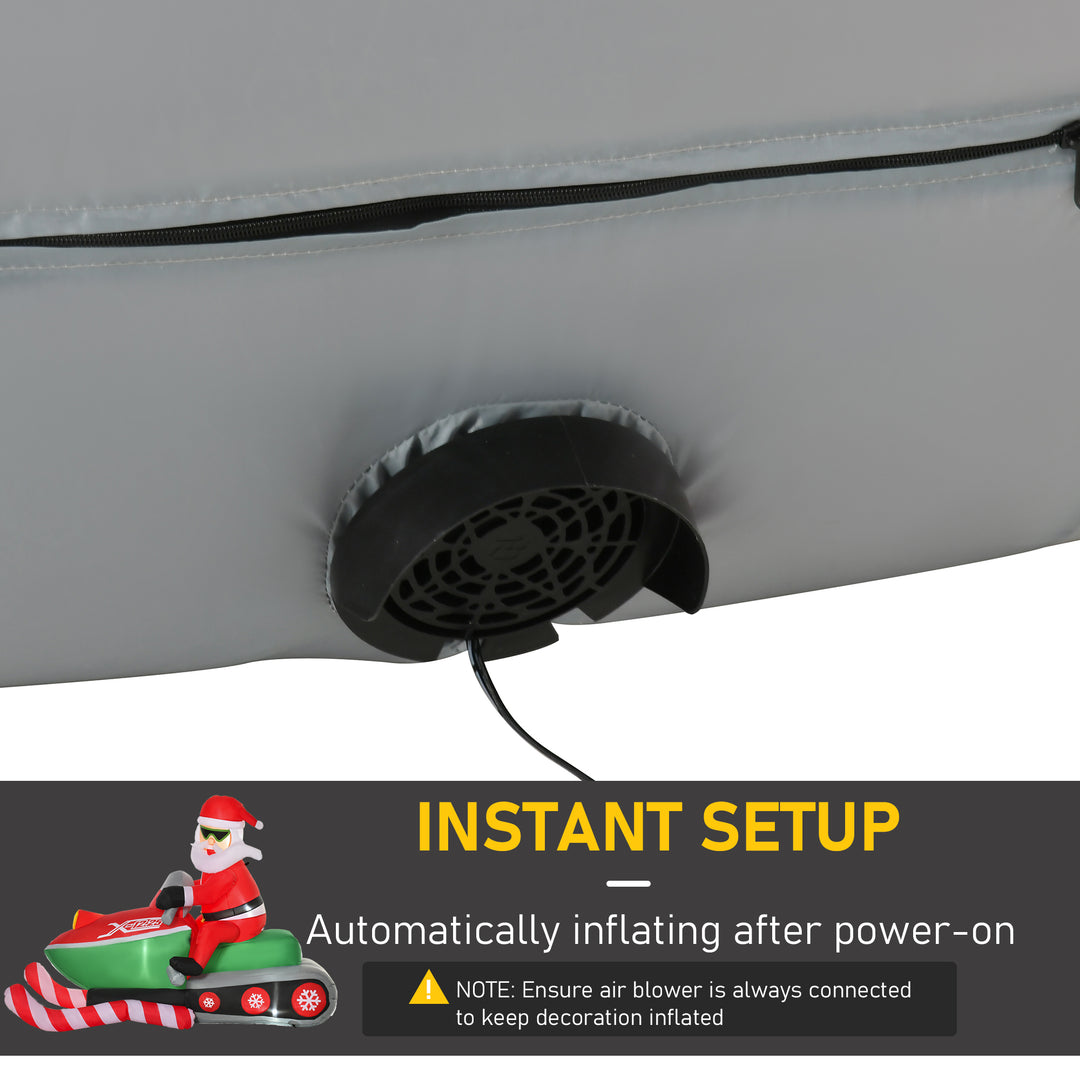 HOMCOM 5.5' H Christmas Holiday Yard Inflatable Outdoor, Light Up LED Decoration, Santa Claus Riding a Motorcycle