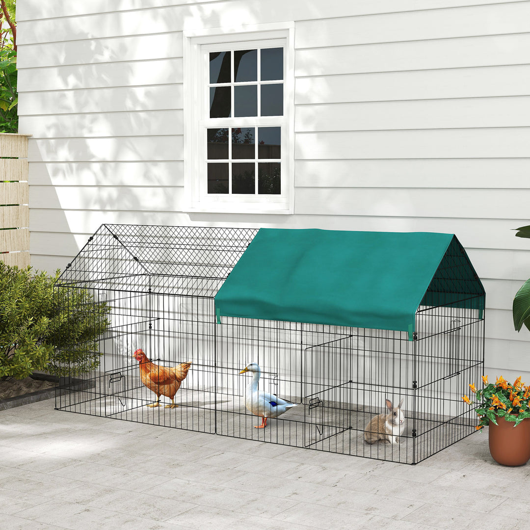PawHut 87" Small Animal Cage with Roof, Indoor/Outdoor Use,  for Chicken, Rabbits, Chinchillas, Green