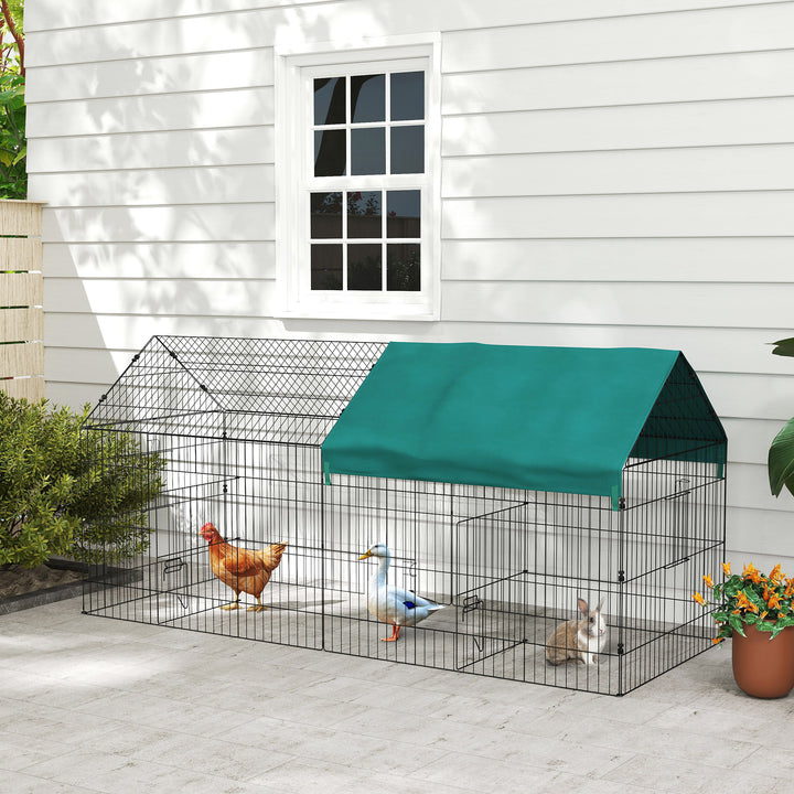 PawHut 87" Small Animal Cage with Roof, Indoor/Outdoor Use,  for Chicken, Rabbits, Chinchillas, Green