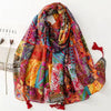 Aarniva Ethnic Jersey Shawl | Long Leaf Print Wrap Scarf | Breathable Quick-Dry Fabric | Sunshade Travel Hijab