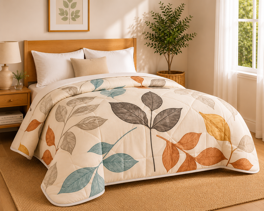 Aarniva Breathable Polyester Comforter Set | King/Queen | 250 GSM | Ultra-Soft & Cozy | Designed | Includes 2 Pillow Covers