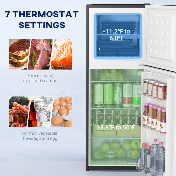 HOMCOM Double Door Mini Fridge with Freezer, 4.6 Cu.Ft Small Refrigerator with Thermostat, Shelves, Reversible Door, Silver