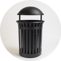 Black American Style Metal Outdoor Slatted Steel Trash Bin Trash Cans for Sales