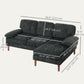 HOMCOM Modern Corner Couch with Right Chaise Lounge, Tufted 3-Seater Sofa with Wooden Legs for Living Room, Black