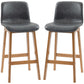 HOMCOM Modern Bar Stools Set of 2, Counter Height Bar Chair with PU Leather Wooden Frame Padding Seats for Dining Room Home Bar, Dark Brown