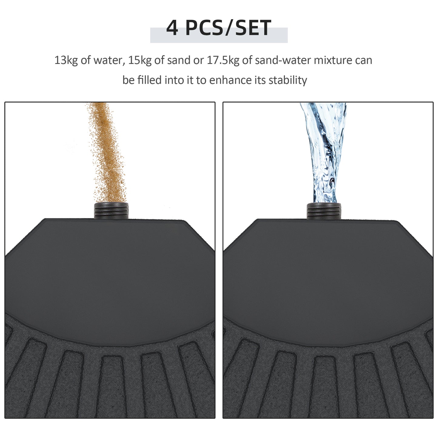 Outsunny Set of 4 Umbrella Base Weights Outdoor Parasol Holder for Cross Base Portable
